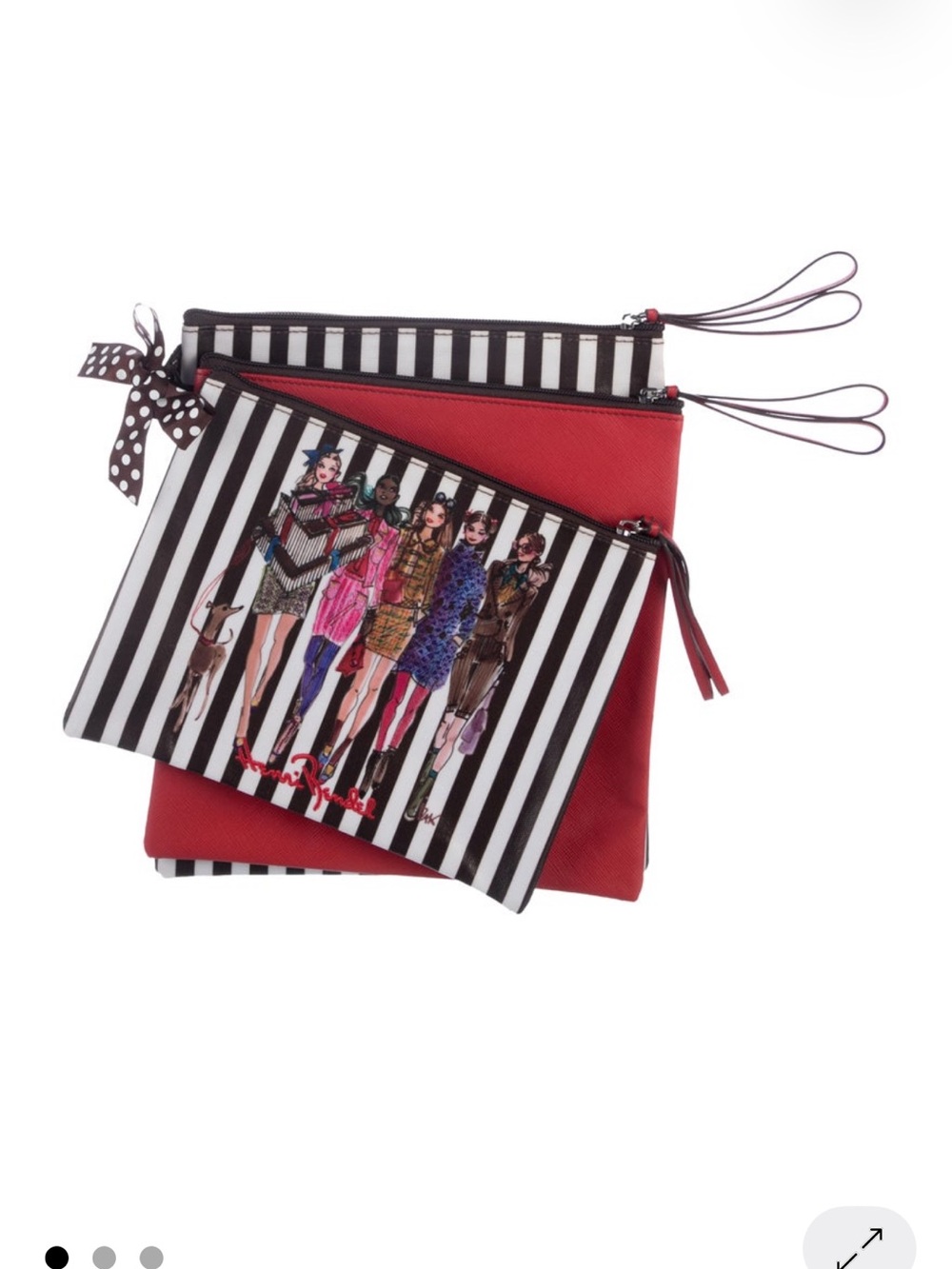 Henry Bendal  Red and Black Striped Trio Pouch Set - Fashion Illustration